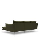 Canapé d'angle droit en tissu structuré Elio 5 places vert - 251 x 170 x 97 cm