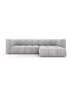 Canapé d'angle droit modulaire en chenille Francesca 3 places gris clair - 256 x 160 x 70 cm