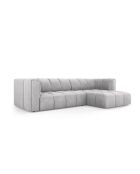 Canapé d'angle droit modulaire en chenille Francesca 3 places gris clair - 256 x 160 x 70 cm