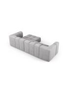Canapé d'angle droit modulaire en chenille Francesca 3 places gris clair - 256 x 160 x 70 cm