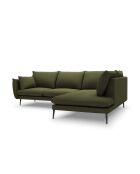 Canapé d'angle droit en tissu structuré Elio 5 places vert - 251 x 185 x 95 cm