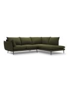 Canapé d'angle droit en tissu structuré Elio 5 places vert - 251 x 185 x 95 cm