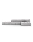 Canapé d'angle droit modulaire en chenille Francesca 5 places gris clair - 323 x 160 x 70 cm
