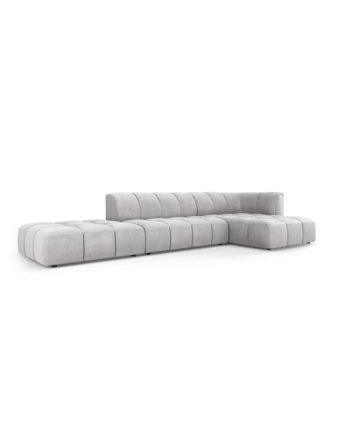 Canapé d'angle droit modulaire en chenille Francesca 5 places gris clair - 323 x 160 x 70 cm