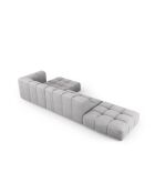 Canapé d'angle droit modulaire en chenille Francesca 5 places gris clair - 323 x 160 x 70 cm