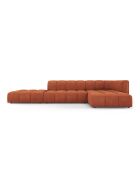 Canapé d'angle droit modulaire en chenille Francesca 5 places orange - 323 x 160 x 70 cm