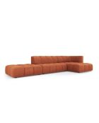 Canapé d'angle droit modulaire en chenille Francesca 5 places orange - 323 x 160 x 70 cm