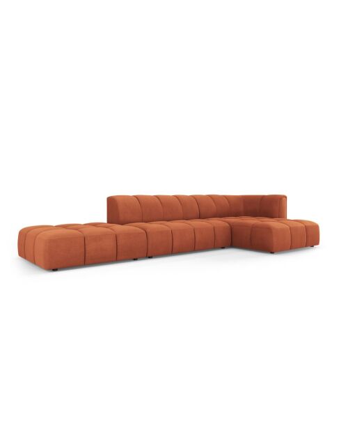 Canapé d'angle droit modulaire en chenille Francesca 5 places orange - 323 x 160 x 70 cm