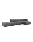 Canapé d'angle droit modulaire en chenille Francesca 5 places gris foncé - 323 x 160 x 70 cm