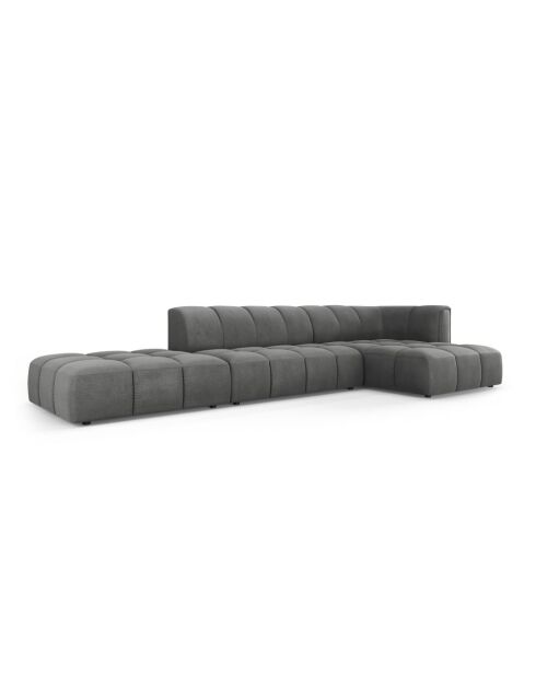 Canapé d'angle droit modulaire en chenille Francesca 5 places gris foncé - 323 x 160 x 70 cm