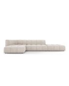 Canapé d'angle gauche modulaire en chenille Francesca 5 places beige - 323 x 160 x 70 cm