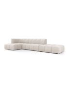 Canapé d'angle gauche modulaire en chenille Francesca 5 places beige - 323 x 160 x 70 cm