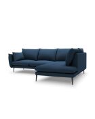 Canapé d'angle droit en tissu structuré Elio 5 places bleu - 251 x 185 x 95 cm