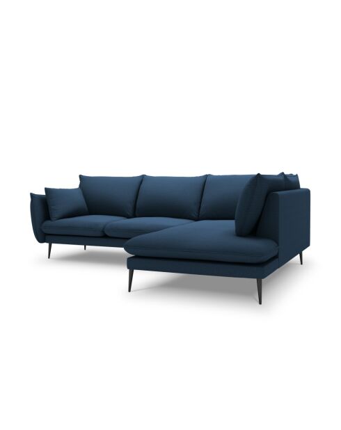 Canapé d'angle droit en tissu structuré Elio 5 places bleu - 251 x 185 x 95 cm