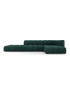 Canapé d'angle droit modulaire en chenille Francesca 5 places vert bouteille - 323 x 160 x 70 cm