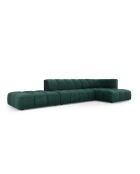 Canapé d'angle droit modulaire en chenille Francesca 5 places vert bouteille - 323 x 160 x 70 cm