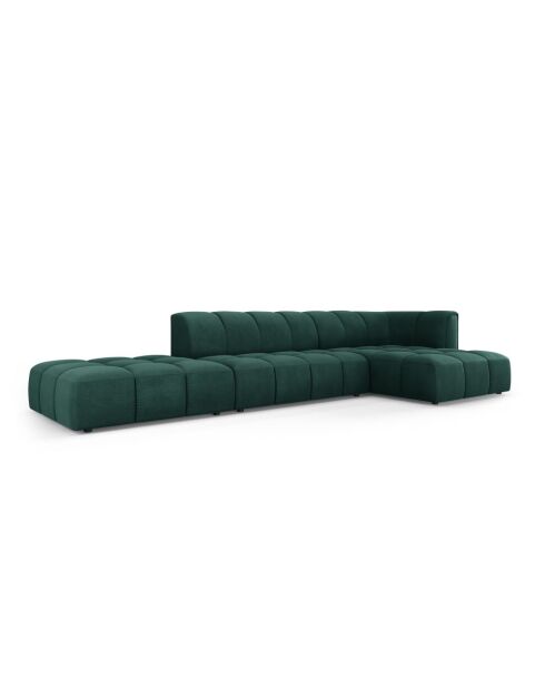Canapé d'angle droit modulaire en chenille Francesca 5 places vert bouteille - 323 x 160 x 70 cm