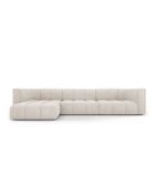 Canapé d'angle gauche modulaire en chenille Francesca 5 places beige - 316 x 160 x 70 cm