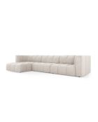 Canapé d'angle gauche modulaire en chenille Francesca 5 places beige - 316 x 160 x 70 cm