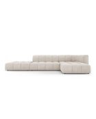 Canapé d'angle droit modulaire en chenille Francesca 5 places beige - 323 x 160 x 70 cm