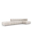 Canapé d'angle droit modulaire en chenille Francesca 5 places beige - 323 x 160 x 70 cm