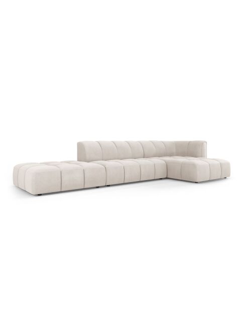 Canapé d'angle droit modulaire en chenille Francesca 5 places beige - 323 x 160 x 70 cm