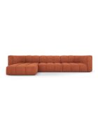 Canapé d'angle gauche modulaire en chenille Francesca 5 places orange - 316 x 160 x 70 cm