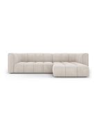 Canapé d'angle droit modulaire en chenille Francesca 3 places beige - 256 x 160 x 70 cm