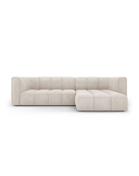 Canapé d'angle droit modulaire en chenille Francesca 3 places beige - 256 x 160 x 70 cm