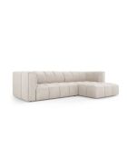 Canapé d'angle droit modulaire en chenille Francesca 3 places beige - 256 x 160 x 70 cm