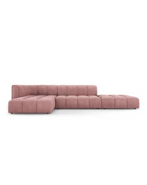 Canapé d'angle gauche modulaire en chenille Francesca 5 places rose - 323 x 160 x 70 cm