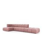 Canapé d'angle gauche modulaire en chenille Francesca 5 places rose - 323 x 160 x 70 cm