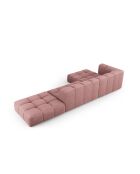 Canapé d'angle gauche modulaire en chenille Francesca 5 places rose - 323 x 160 x 70 cm