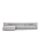 Canapé d'angle gauche modulaire en chenille Francesca 5 places gris clair - 316 x 160 x 70 cm