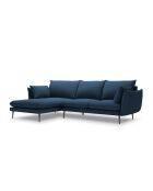 Canapé d'angle gauche en tissu structuré Elio 5 places bleu - 251 x 170 x 97 cm
