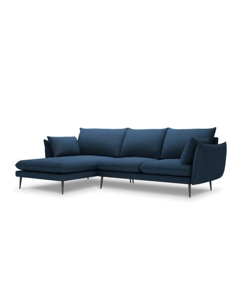 Canapé d'angle gauche en tissu structuré Elio 5 places bleu - 251 x 170 x 97 cm