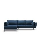 Canapé d'angle gauche en tissu structuré Elio 5 places bleu - 251 x 170 x 97 cm