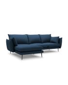 Canapé d'angle gauche en tissu structuré Elio 5 places bleu - 251 x 170 x 97 cm