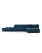 Canapé d'angle droit modulaire en chenille Francesca 5 places bleu roi - 323 x 160 x 70 cm
