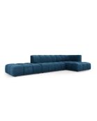 Canapé d'angle droit modulaire en chenille Francesca 5 places bleu roi - 323 x 160 x 70 cm