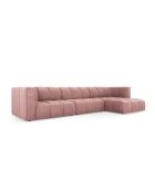 Canapé d'angle droit modulaire en chenille Francesca 5 places rose - 316 x 160 x 70 cm