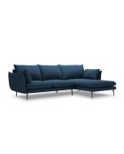 Canapé d'angle droit en tissu structuré Elio 5 places bleu - 251 x 170 x 97 cm