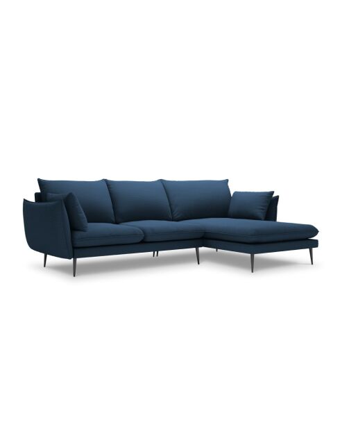Canapé d'angle droit en tissu structuré Elio 5 places bleu - 251 x 170 x 97 cm