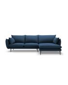 Canapé d'angle droit en tissu structuré Elio 5 places bleu - 251 x 170 x 97 cm