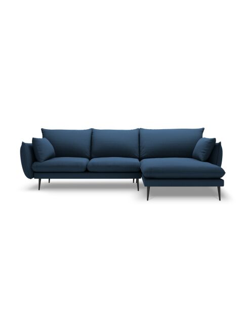 Canapé d'angle droit en tissu structuré Elio 5 places bleu - 251 x 170 x 97 cm
