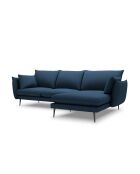 Canapé d'angle droit en tissu structuré Elio 5 places bleu - 251 x 170 x 97 cm