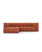Canapé d'angle gauche modulaire en chenille Francesca 3 places orange - 256 x 160 x 70 cm