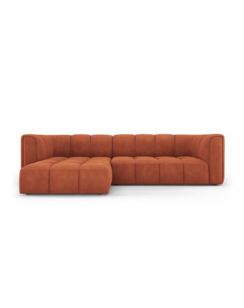 Canapé d'angle gauche modulaire en chenille Francesca 3 places orange - 256 x 160 x 70 cm