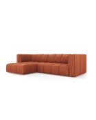 Canapé d'angle gauche modulaire en chenille Francesca 3 places orange - 256 x 160 x 70 cm
