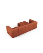 Canapé d'angle gauche modulaire en chenille Francesca 3 places orange - 256 x 160 x 70 cm